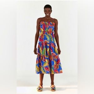 NWT Farm Rio beaks & bananas midi dress